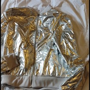 Silver foil sport jacket, Victoria's Secret, small